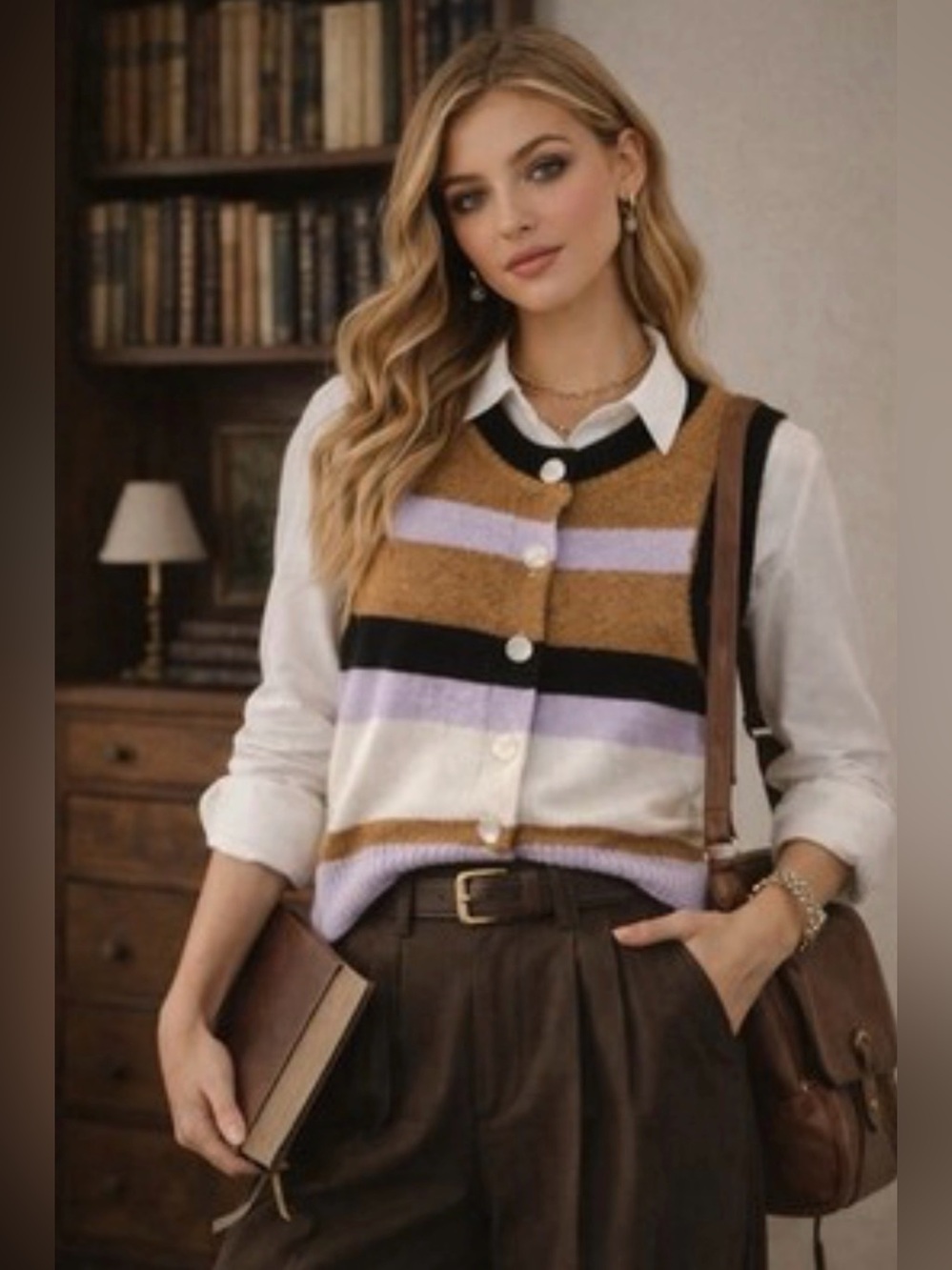 Maeve Anthro Crewneck Cardigan Sweater Vest Size S